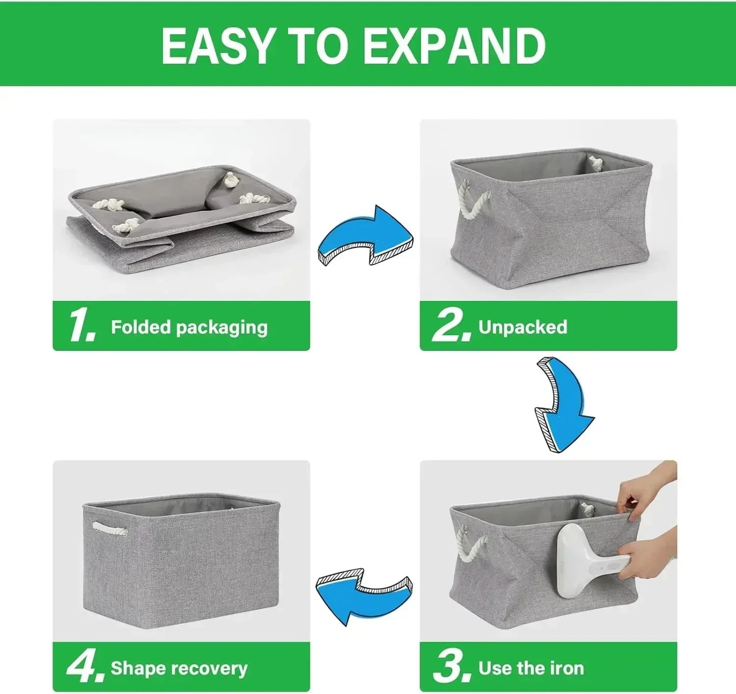 Folding Linen Fabric Storage Basket Multi-Functional Sundries Storage Bag with Handle Organizer Box for Underwear Sock Baby Toys