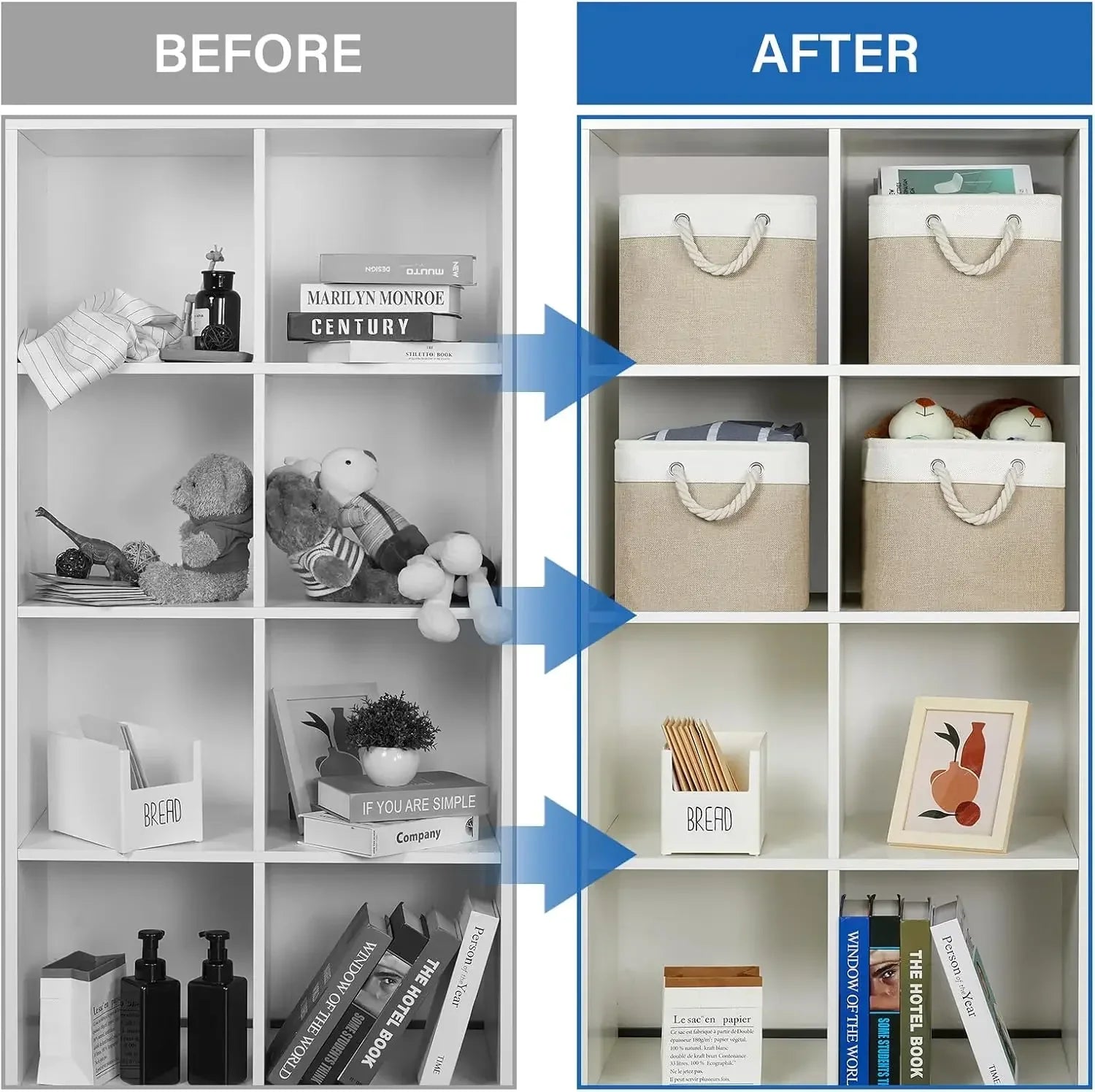 Folding Linen Fabric Storage Basket Multi-Functional Sundries Storage Bag with Handle Organizer Box for Underwear Sock Baby Toys