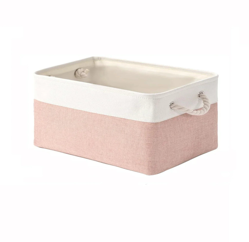 Folding Linen Fabric Storage Basket Multi-Functional Sundries Storage Bag with Handle Organizer Box for Underwear Sock Baby Toys