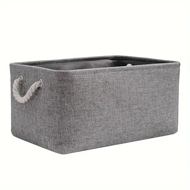 Folding Linen Fabric Storage Basket Multi-Functional Sundries Storage Bag with Handle Organizer Box for Underwear Sock Baby Toys