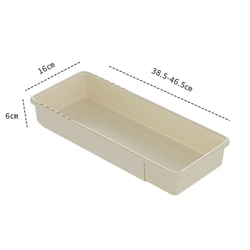 Minimalist Cream Adjustable Drawer Organizer Bin