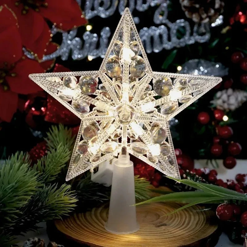 LED Christmas Tree Star Topper – Warm White Light Holiday Decoration (15/18cm)