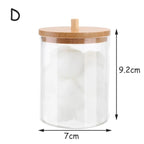 Acrylic Storage Box Bathroom Jar Makeup Organizer Cotton round Pad Holder Cotton Swab Box Qtip Holder Dispenser with Bamboo Lid
