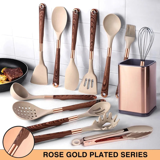 Rose Gold Cooking Utensils Set / Non-Stick Tool Gadgets BPA FREE Kitchenware Heat Resistant