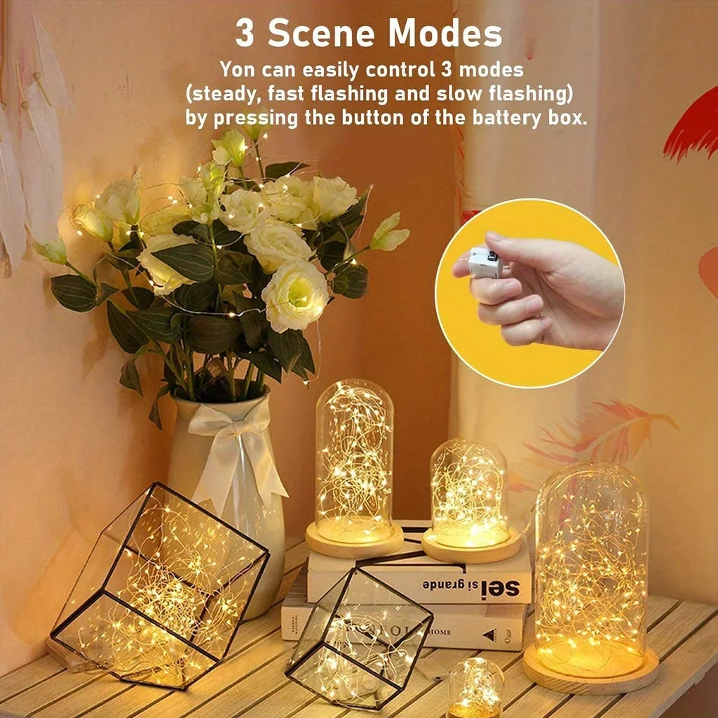 Outside 10-Pack Waterproof Mini Fairy Lights – Copper Wire | 3 Modes | Christmas & Outdoor Decor