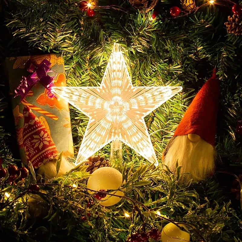 LED Christmas Tree Star Topper – Warm White Light Holiday Decoration (15/18cm)