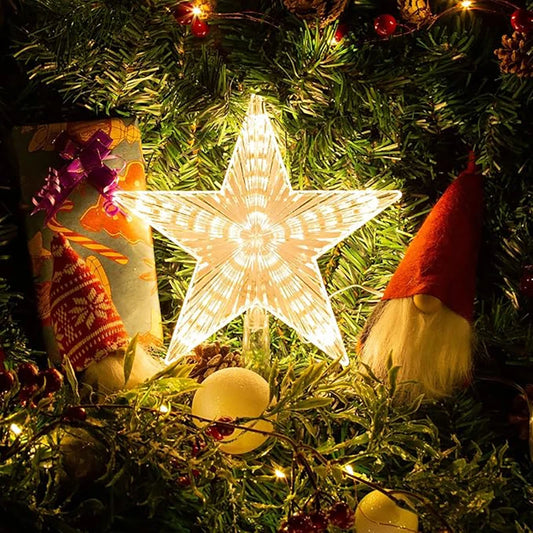 LED Christmas Tree Star Topper – Warm White Light Holiday Decoration (15/18cm)
