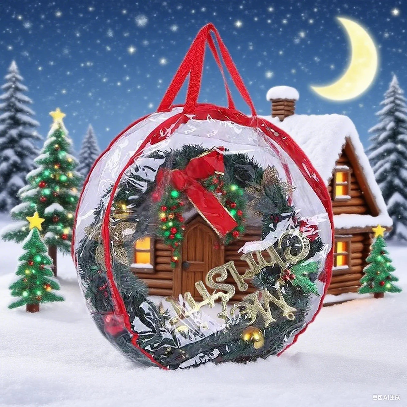 Clear Zippered Christmas Wreath Storage
