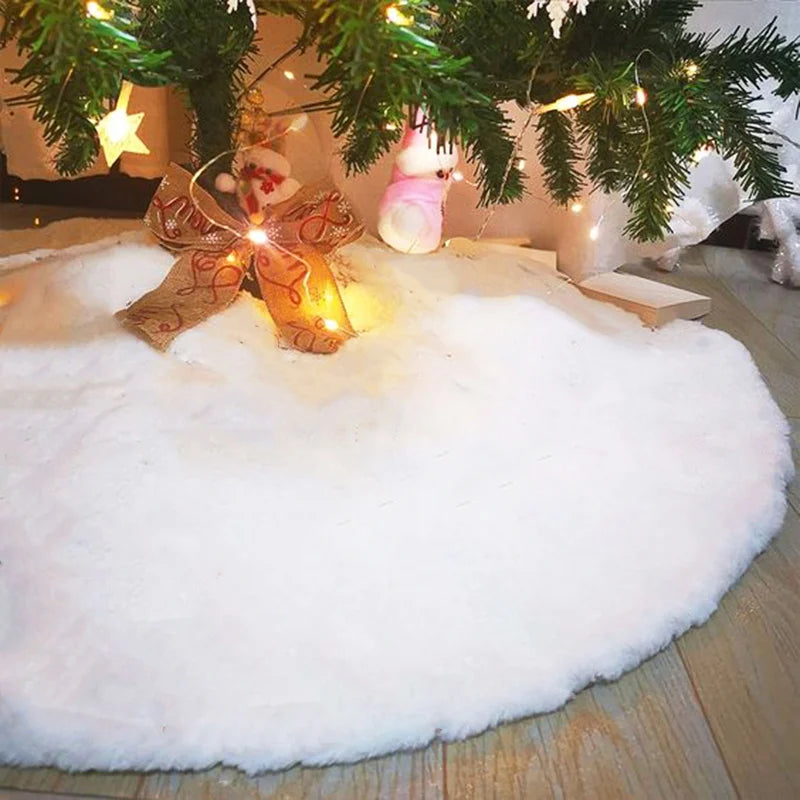 Luxury White Faux Fur Christmas Tree Skirt – Soft Plush Decorative Base for Holiday Trees (78/90/122cm)