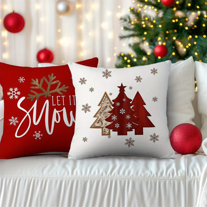 Christmas Tree & Snowflake Pattern Merry Christmas Pillow Covers