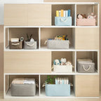 Folding Linen Fabric Storage Basket Multi-Functional Sundries Storage Bag with Handle Organizer Box for Underwear Sock Baby Toys