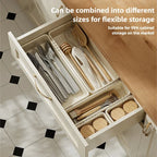 Minimalist Cream Adjustable Drawer Organizer Bin