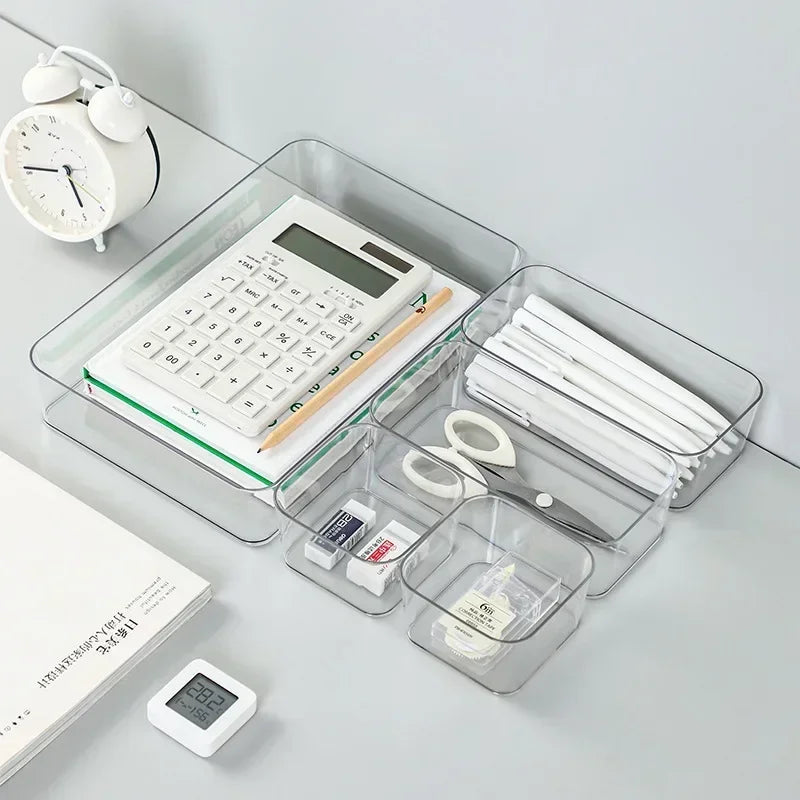 Clear PET Stackable Desk Organizer Drawers