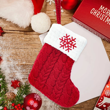 Knitted Christmas Stockings – Snowflake & Letter Designs | Cozy Holiday Decorations