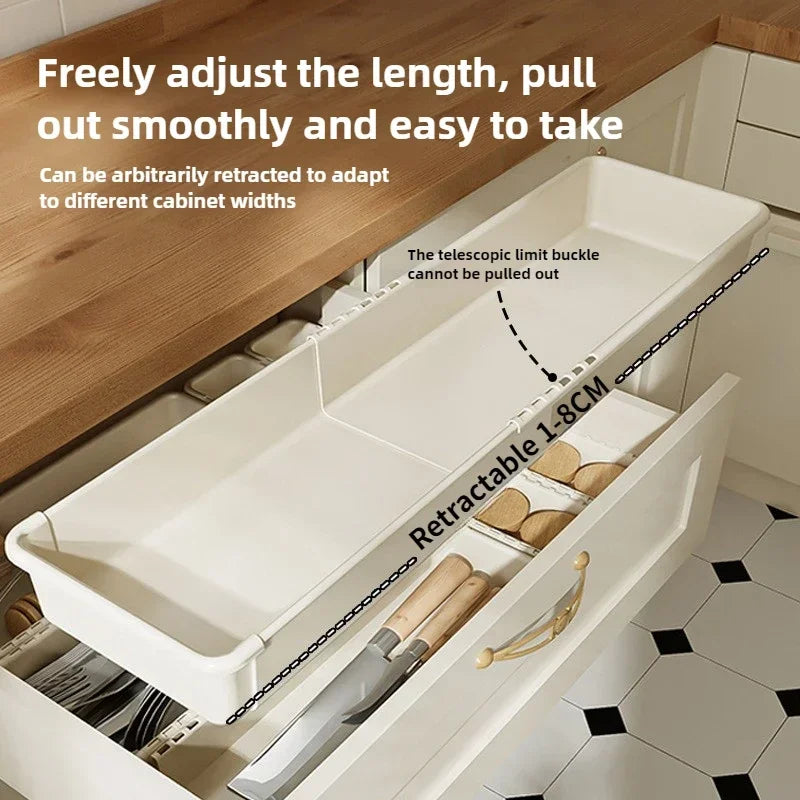 Minimalist Cream Adjustable Drawer Organizer Bin