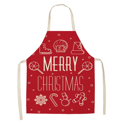 Linen Merry Christmas Apron Christmas Decorations for Home Kitchen Accessories 2024 Christmas Natal Navidad 2025 New Year Gifts