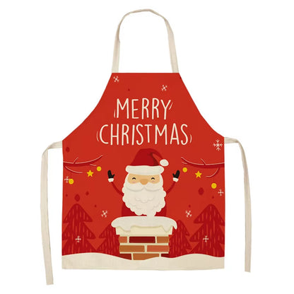 Linen Merry Christmas Apron Christmas Decorations for Home Kitchen Accessories 2024 Christmas Natal Navidad 2025 New Year Gifts
